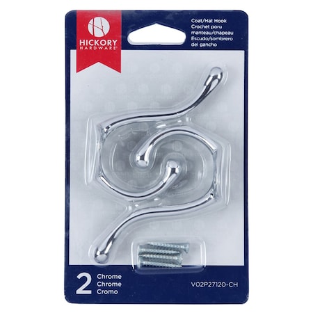 Hickory Hardware Coat Hook Double, 2PK V02P27120-CH